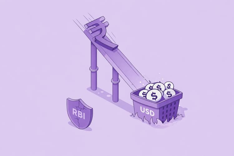 Rupee Falls Past 95/USD Despite RBI Intervention